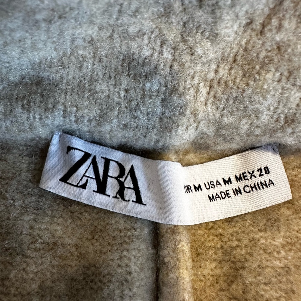 Zara tan knit Sz:M Fuzzy Wool blend Extra wide-leg lounge pants drawstring waist - Picture 9 of 10